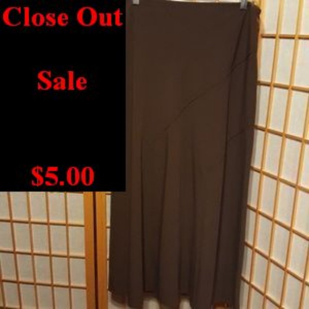 Cato Brown Polyester Rayon Maxi Skirt